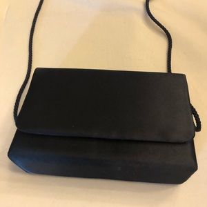 Midnight navy satin clutch